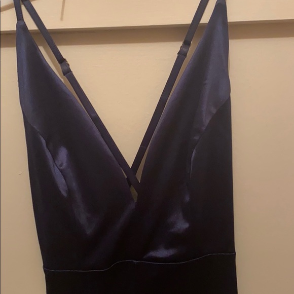 Long Satin Mermaid Gown with slit - Picture 2 of 4